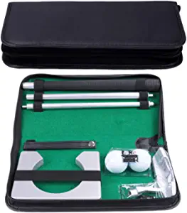 HOW TRUE Golf Putting Set with Golf Putter, 2 Golf Balls, Golf Putting Cup for Travel Indoor Golf Putting Practice, Portable Golf Putter Kit, Golf Gifts for Men