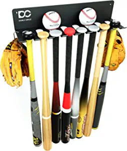 Double Circle Baseball Bat Rack Holds up to 16 Bats - Baseball Bat Holder for Wall Mount - Metal Bat Hanger for Home and Field Storage Hardware Included - Sports Equipment Organizer
