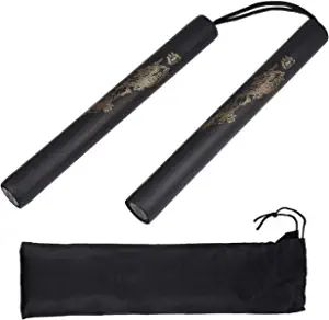 MENOLY Nunchucks Safe Foam Sponge Training Nunchucks Nunchakus for Beginner Practice and Training with Storage Bag Black
