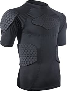 GOOUDO Men's Padded Compression Shirt Rib Chest Protector for Baseball Football Paintball Protective Gear