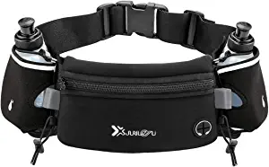 Number-one Running Belt with Water Bottles(2 x 175ML), Hydration Belt Waterproof Waist Pack Bag Fits iPhones Adjustable Sports Waist Pouch for Marathon Running Hiking Cycling, Black