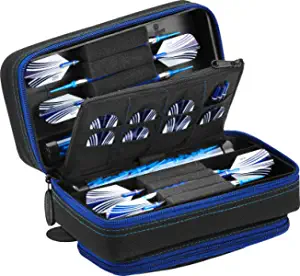Casemaster Plazma Pro, 6 Dart Case for Soft and Steel Tip Darts, Features Large Front Mobile Device Pocket, Built-In Storage Tubes and Pockets for Flights, Tips, Shafts, and Personal Items
