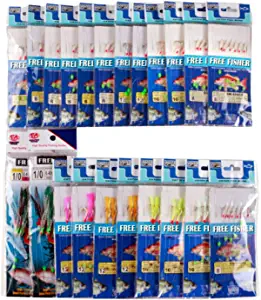 22 Packs Bait Rigs Set,Saltwater Fishing Bait Rigs,Fishing Rigs with Sharp Hooks,Soft Shrimp Lure Surf Fishing Rigs Saltwater Fish Skin Feather Hooks for Freshwater