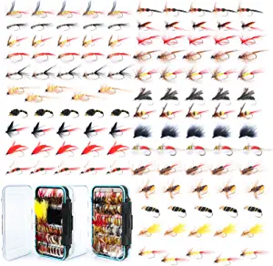 M MAXIMUMCATCH Maxcatch 120 pcs Fly Fishing Flies Kit Handmade Assortment Dry/Wet Flies, Nymphs, Streamers with Fly Box Included