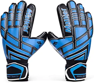 Malker Soccer Goalie Gloves Goalkeeper Gloves with Fingersave and Double Wrist Protection, Strong Grip Goalkeeper Gloves for Kids, Youth, Adults