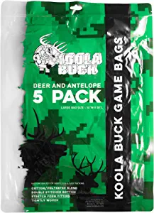 Koola Buck 5-Pack Reusable Hunting Game/Meat Bags - Choice of 5-Pack Lg Quarter Bags, 5-Pack XL Quarter Bags, or 1-Pack Full Body Bag - Wild Game: Deer, Elk, Moose, Caribou, Antelope & Hogs