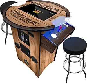 Creative Arcades Full Size Commercial Grade Pub Arcade Machine | 2 Player | 412 Games | 22" LCD Screen | Round Glass Top | 2 Sanwa Joysticks | Woodgrain Design | 2 Stools Included | 3 Year Warranty