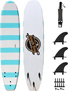 South Bay Board Co. - Beginner Surfboards - 5' / 6' / 8' Sizes - Safe Foam Surf Boards for Kids & Adults Includes Surfboard Leash & Safe Round Edge Fins - Carry Handle for Easy Transportation