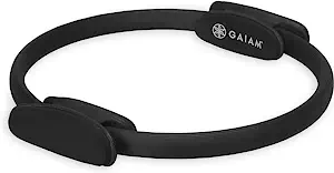 Gaiam Pilates Ring 15" Fitness Circle - Lightweight & Durable Foam Padded Handles | Flexible Resistance Exercise Equipment for Toning Arms, Thighs/Legs & Core, Black