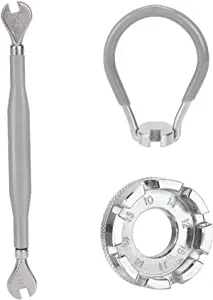 QKURT 3 Pack of Bike Spoke Wrench Kit, Forged Steel Bike Rim Correct Tool Bicycle Spoke Tool-Grey
