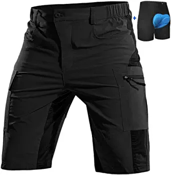 Cycorld Mountain-Bike-Shorts-Mens-Padded MTB Biking Baggy Cycling Short Padding Liner with Zip Pockets