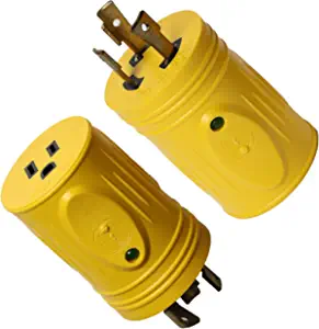 Marvine Cable Shore Power 30 Amp L5-30 Adapter (15M/30F, 30M/15F) 15 Amp Household Regular Inlet with Heavy Duty Construction & LED Indicator