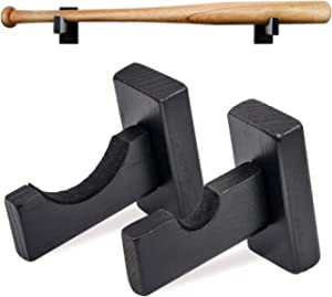 AK KYC Baseball Bat Display Wall Mount Holder Horizontal Rack Brackets Hanger- Solid Wood Baseball Bat Protect Hidden Screws,Black