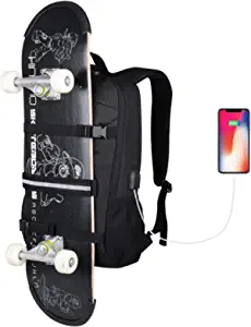 Skateboard Backpack,Simbow Laptop Backpack Rucksack w/ USB Charging Port,Anti-Theft Lock,Water Resistant,Fits up to 15.6-17Inch Laptop, for College School Business Travel Men Boy