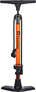 TOOLITIN Bike Pump with Gauge,High Pressure,Floor Bicycle Pump Compatible with Presta and Schrader Valve,Bike Tire Pump for Road Bike,MTB,Hybrid,Balls