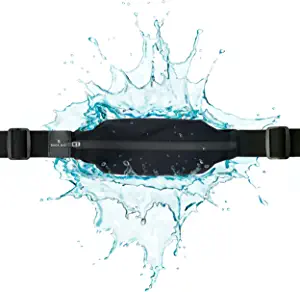 No-Bounce Slim iPhone Running Belt for Women, Men [Fits iPhone 14, Max, iPhone 13 Pro, 12, 11, XS, XR, 8 Plus, 7] Back Bay Runners Phone Belt Waistband Pack, Waterproof Gift for Runners