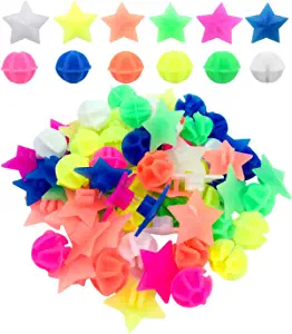 ACKLLR 72 Pieces Bike Wheel Spokes Beads, Colorful Bicycle Decoration Spoke Plastic Clip Round Decor Beads for Kids, Assorted Color and Shapes