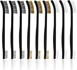 Accmor Gun Cleaning Brush, 9 Packs Double-Ended Brass Nylon Gun Cleaner Kits 7 Inch All Purpose Cleaning Brush Tool with Plastic Handle for Cleaning Welding Slag and Rust