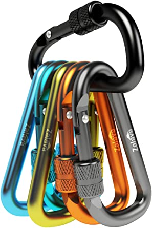 Zalava 6pcs 2D-Clip Durable Locking Carabiner Keychain Clip,Keychain Clip Hook