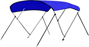SereneLife 3 Bow Bimini Top Canvas Sun Shade Boat Canopy -1" Double Wall Aluminum Frame Tube, 2 Straps 2 Rear Support Poles, Storage Boot