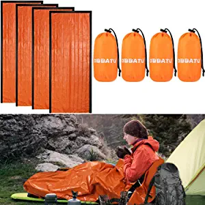 DIBBATU Emergency Survival Sleeping Bag, Thermal Bivy Sack Blanket, Waterproof Lightweight, Mylar Portable Nylon Sack for Camping Hiking Outdoor Adventure Activities and Help Homeless People