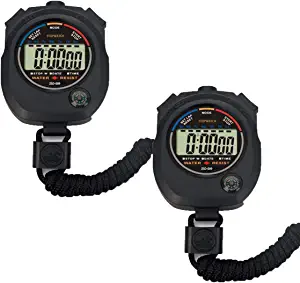 2 Pack Multi-Function Electronic Digital Sport Stopwatch Timer, Large Display with Date Time and Alarm Function,Suitable for Sports Coaches Fitness Coaches and Referees