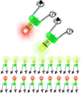 OHOH LED Night Fishing Rod Bite Bait Alarm Light with Twin Bells Ring Fishing Bite Alarm Indicator On Fishing Rod