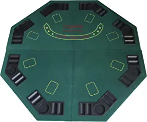 HAN'S DELTA 48" Octagon Folding Poker Table Top, 8 Player Casino Texas Hold'em Poker Layout with Carrying Case