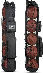 Fitdom Heavy Duty XL Basketball Mesh Equipment Ball Bag w/ Shoulder Strap Design for Coach with 2 Front Pockets for Coaching & Sport Accessories. This Team Tube Carrier Can Store Up to 5 Basketballs