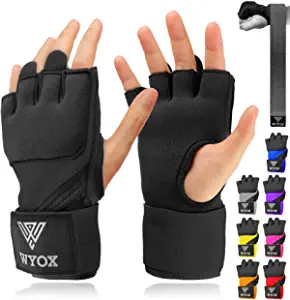 WYOX Gel Quick Hand Wraps for Boxing MMA Kickboxing - EZ-Off & On - Padded Knuckle with Wrist Wrap Protection for Men Women Youth