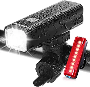 Ovetour 1000 Lumen USB Rechargeable Bike Light,Super Bright Bicycle Front Headlight and Back Taillight,5 Light Modes,Large Capacity Battery with Power Bank Function,for Commuters,Road Cyclists