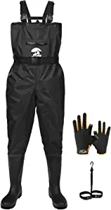 SaphiRose Men's Bootfoot Chest Wader 2-Ply Nylon/PVC Waterproof Fishing & Hunting Waders with Boots Hanger for Men and Women