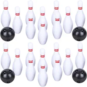 Gamie Bowling Game for Kids, 2 Sets, Each Set Includes 10 Pins and 2 Balls, Durable Plastic Indoor and Outdoor Game, Fun Carnival and Birthday Party Activity for Boys and Girls