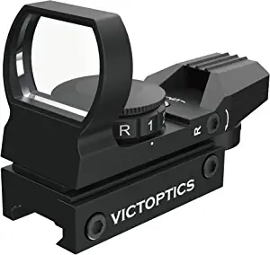 Victoptics 1x22x33mm Reflex Sight, Illuminated Adjustable Reticle (4 Patterns) Red and Green Red Dot Sight with 21mm Picatinny Weaver Mount