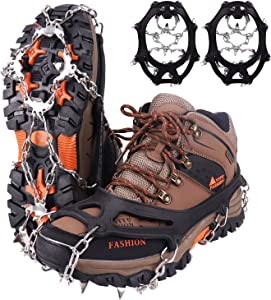 Crampons for Shoes, Traction Cleats Ice Snow Grips with 19 Stainless Steel Spikes, Shoe Talons Anti - Slip Boots Spikes for Walking, Jogging, Climbing and Hiking