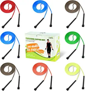 JUSDO 8 Pack Adjustable PVC Jump Rope for Cardio Fitness - Versatile Jump Rope for Both Kids and Adults Women Men Christmas Gift - Great Jump Rope for Exercise,9 Feet