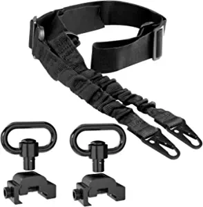 Retail Sign Systems 2 Point Rifle Sling Quick Adjust with 2 PCS QD Sling Swivels Mount | 1.25 Push Button Quick Release Attachment Mounting Base for Picatinny / Weaver Rai
