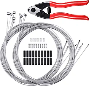 Stainless Steel Bicycle Cable Cutter with 10 Pieces Bike Shift Cable, 5 Pieces O-Rings,10 Pieces End Ferrules and 20 Pieces End Caps, Bicycle Shift Wire Kit for Mountain and Road Bicycle