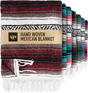 Handcrafted Large Mexican Blankets, Artisanal Handwoven Serape Blanket, Authentic Falsa Blanket, Beach Blanket, Camping Blanket, Picnic Blanket, Outdoor Blanket, Boho Throw Blankets, Cherry