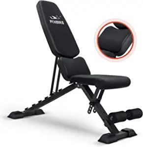 FLYBIRD Adjustable Weight Bench, Foldable Workout Benches for Home Gym, Sturdy Durable Comfortable Bench for Dumbbell Exercise Full Body Workout, Red/Waist Version