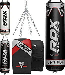 RDX Punching Bag Heavy Boxing Bag, Filled 4ft 5ft Anti Swing Kickboxing Adult Set, Maya Hide Leather, Punch Gloves, Muay Thai MMA Home Fitness Gym Training