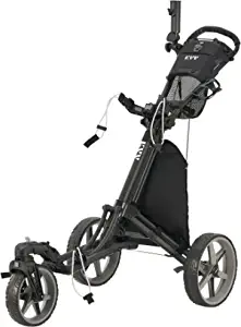 KVV 3 Wheel 360 Rotating Front Wheel Foldable/Collapsible Golf Push Cart with Foot Brake Open and Close in ONE Second-Free Umbrella Holder Included