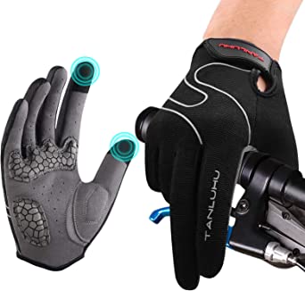 Tanluhu Cycling Gloves Mountain Bike Gloves Biking Gloves for Men Women Outdoor Full Finger Workout Gloves Touch Screen Anti-Slip Shock-Absorbing MTB GlovesRoad Bicycle Gloves
