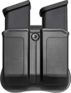 Universal Magazine Pouch, Double Mag Pouch OWB, Fit 9mm .40 Double Stack Mag Holder, Fit Glock Magazine H&K Smith & Wesson Ruger Sig Sauer Taurus Beretta CZ and More Pistol Mag Pouch, Paddle