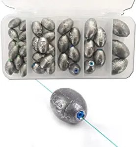 TaoTaoChong Egg Fishing Sinkers Weights Assortment Lead Oval Shape Bass Casting Worm Bullet Tackle for Saltwater Freshwater Fishing