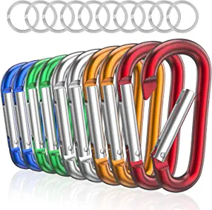 Sprookber 3" Aluminum Carabiner D Ring, CaribeenerClips, Spring Snap Hookfor Keychain Clip,Set of 10