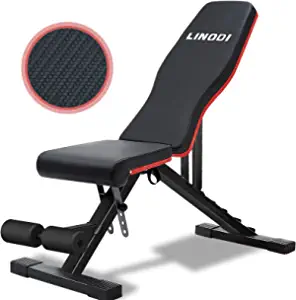 LINODI Weight Bench, Adjustable Strength Training Benches for Full Body Workout, Multi-Purpose Foldable Incline Decline Home Gym Bench