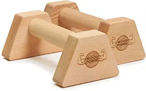 WoodPower PowerBars - Wooden Parallettes Joint-Friendly Push-up Handles, Handstand Bars and Mini Bars, Non-Slip for Indoor and Outdoor Use for Calisthenics, Fitness and Handstand (PowerBars XS)