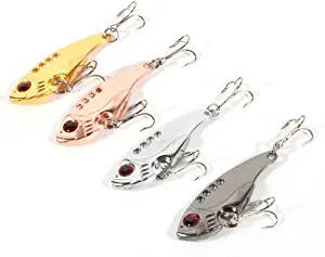 Yosoo Health Gear 4 Pcs Lure Baits, Fishing Lures Spinner Baits, Trout Lures, Metal Spinner Baits Kit with 3D Eyes Design to Create Life-Like Swimming Actions in Water to Provoke Predator to Bite