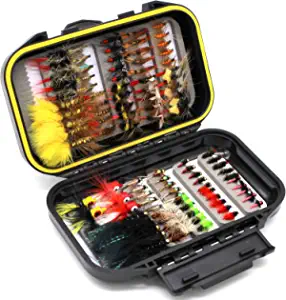 Fly Fishing Flies Assortment Kit 50/100pcs Dry Wet Nyphms Popper Streamer for Trout Bass Steelhead Fish